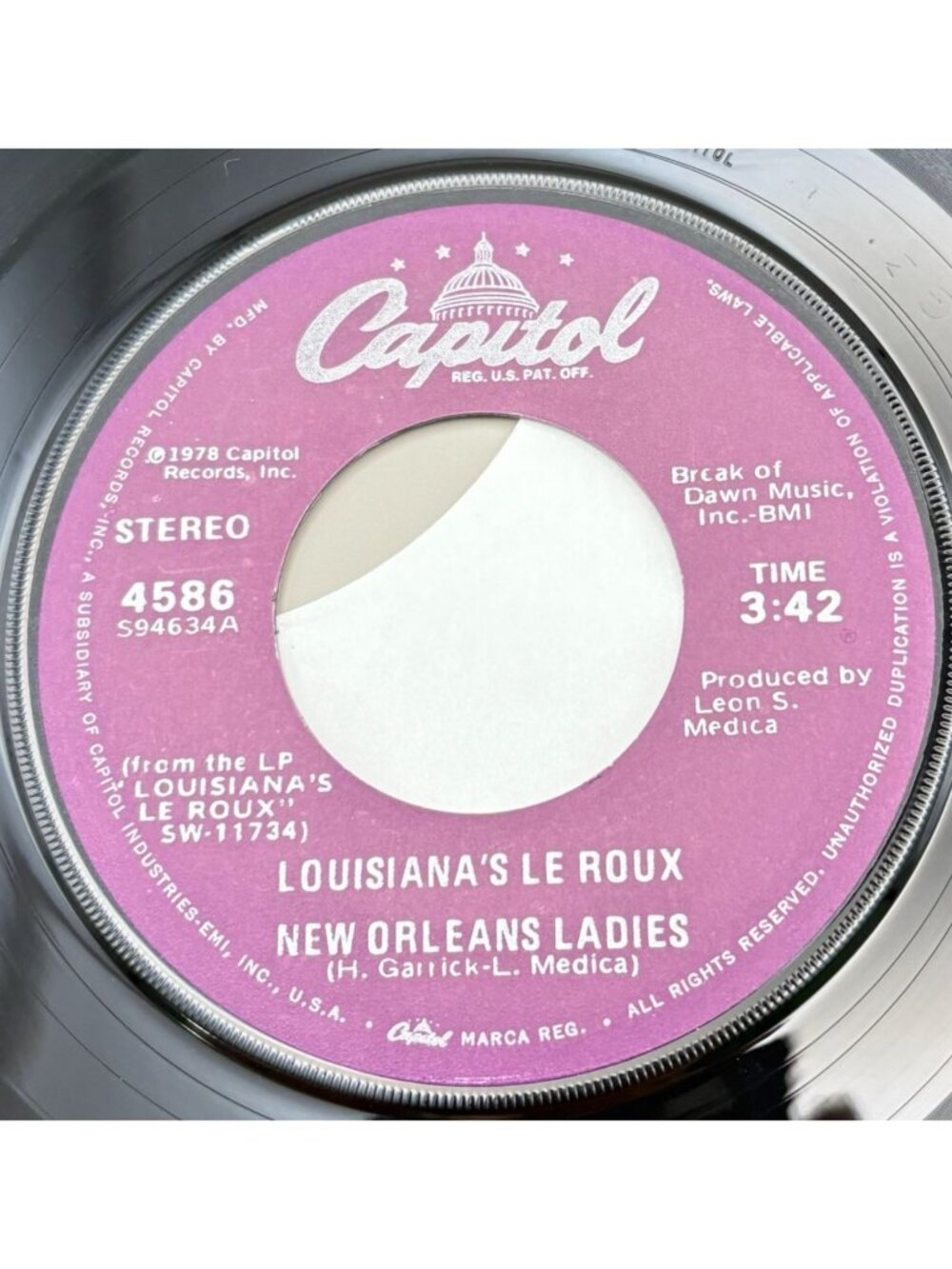 Lousianas Le Roux New Orleans Ladies / Love Abductor 45 Vinyl 70s Southern Rock